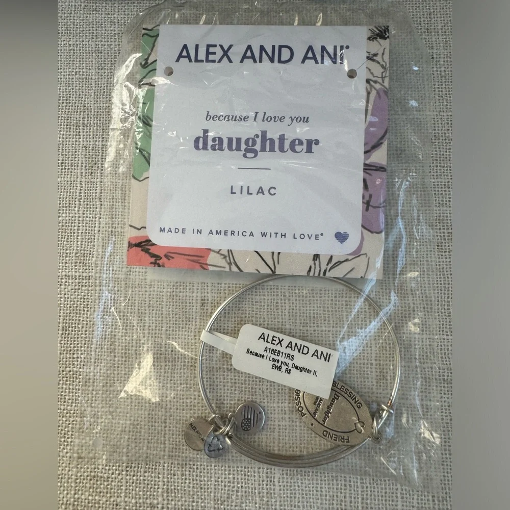 NWT ALEX AND ANI Lilac Daughter Charm Bracelet NEW Because I Love You Bangle